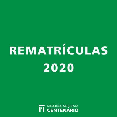 Aberto o período de rematrículas para o primeiro semestre de 2020 dos cursos de graduação Aberto o período de rematrículas para o primeiro semestre de 2020 dos cursos de graduação