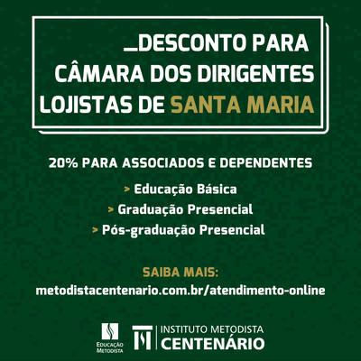 FACULDADE CENTENÁRIO OFERECE 20% DE DESCONTO PARA ASSOCIADOS DO CDL FACULDADE CENTENÁRIO OFERECE 20% DE DESCONTO PARA ASSOCIADOS DO CDL