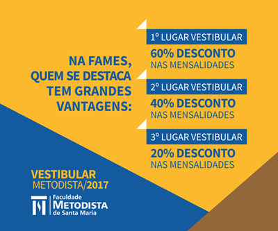 1º Lugar geral do Vestibular de Verão da FAMES terá 60% de desconto em toda a graduação 1º Lugar geral do Vestibular de Verão da FAMES terá 60% de desconto em toda a graduação