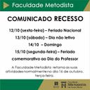 Comunicado – Recesso na Faculdade Metodista