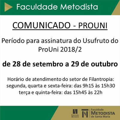 Comunicado: alunos do ProUni Comunicado: alunos do ProUni