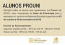 Comunicado: alunos do ProUni