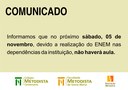 Comunicado: aula de sábado 05/11