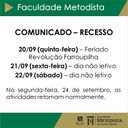 COMUNICADO: recesso na Faculdade Metodista