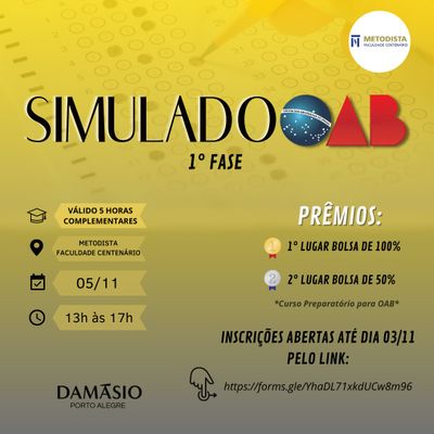 Curso de Direito promove Simulado da OAB 2022/2 Curso de Direito promove Simulado da OAB 2022/2