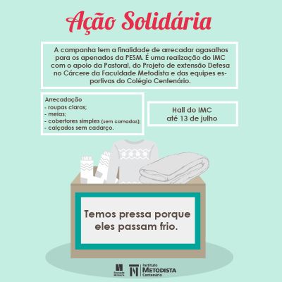 IMC realiza campanha solidária - “Temos pressa porque eles passam frio!” IMC realiza campanha solidária - “Temos pressa porque eles passam frio!”