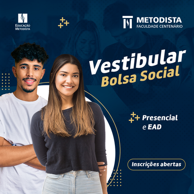 Inscrições abertas: Bolsa Social Metodista Centenário de até 100% em cursos presenciais e a distância para calouros Inscrições abertas: Bolsa Social Metodista Centenário de até 100% em cursos presenciais e a distância para calouros