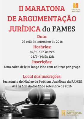 Inscrições abertas para a II Maratona de Argumentação Jurídica Inscrições abertas para a II Maratona de Argumentação Jurídica