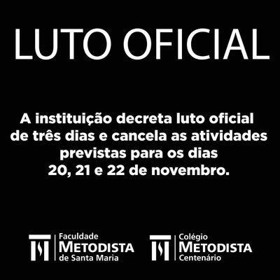 NOTA DE FALECIMENTO E CANCELAMENTO DAS ATIVIDADES