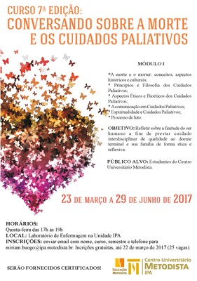 7ª Edição do Curso Conversando sobre a Morte e os Cuidados Paliativos está com inscrições abertas 7ª Edição do Curso Conversando sobre a Morte e os Cuidados Paliativos está com inscrições abertas