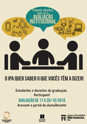 Atente para o prazo da Avaliação Institucional 2016 do IPA Atente para o prazo da Avaliação Institucional 2016 do IPA