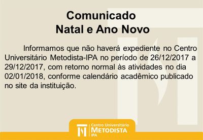 Comunicado- Natal e Ano Novo Comunicado- Natal e Ano Novo