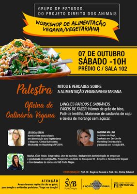 Projeto Direito dos Animais promove 1º workshop de alimentação vegana e vegetariana do IPA Projeto Direito dos Animais promove 1º workshop de alimentação vegana e vegetariana do IPA