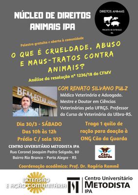 Crueldade com animais é tema do próximo encontro do Núcleo de Direitos Animais Crueldade com animais é tema do próximo encontro do Núcleo de Direitos Animais