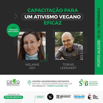 IPA sediará curso sobre veganismo e proteção animal com Melanie Joy e Tobias Leenaert IPA sediará curso sobre veganismo e proteção animal com Melanie Joy e Tobias Leenaert