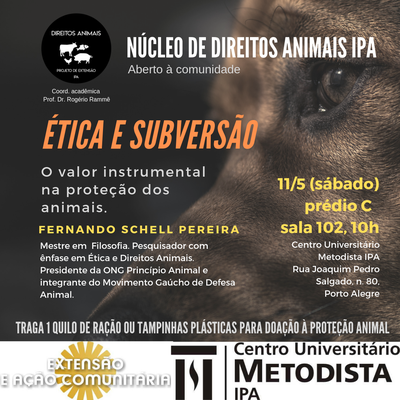 Núcleo de Direitos Animais promove palestra pra debater estratégias de proteção animal Núcleo de Direitos Animais promove palestra pra debater estratégias de proteção animal