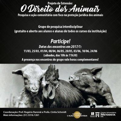 Inicia o Projeto de Extensão "O Direito dos Animais" no IPA Inicia o Projeto de Extensão "O Direito dos Animais" no IPA