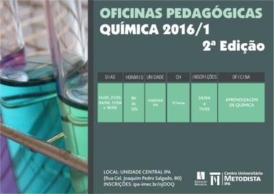 Inscrições abertas para a 2ª edição das Oficinas Pedagógicas 2016/1 Inscrições abertas para a 2ª edição das Oficinas Pedagógicas 2016/1