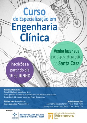 IPA promove Curso de Especialização em Engenharia Clínica em parceria com a Santa Casa IPA promove Curso de Especialização em Engenharia Clínica em parceria com a Santa Casa