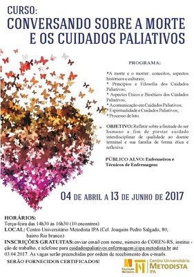 IPA promove curso sobre cuidados paliativos voltado a enfermeiros e técnicos/as de enfermagem IPA promove curso sobre cuidados paliativos voltado a enfermeiros e técnicos/as de enfermagem