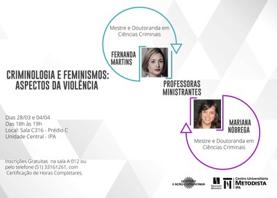 IPA realiza curso sobre "Criminologia a Feminismos: aspectos da violência" IPA realiza curso sobre "Criminologia a Feminismos: aspectos da violência"