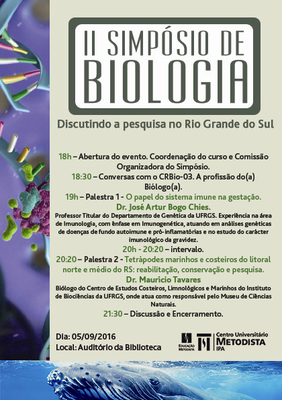 IPA realiza II Simpósio de Biologia do IPA no dia 5 de setembro IPA realiza II Simpósio de Biologia do IPA no dia 5 de setembro