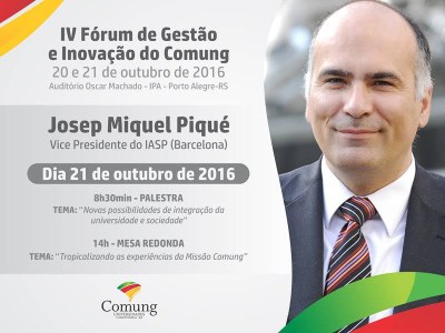 IV Fórum de Gestão e Inovação do COMUNG será realizado nos dias 20 e 21 de outubro IV Fórum de Gestão e Inovação do COMUNG será realizado nos dias 20 e 21 de outubro
