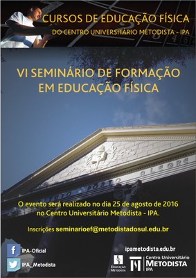 VI Seminário de Formação Em Educação Física acontece nesta quinta-feira (25) VI Seminário de Formação Em Educação Física acontece nesta quinta-feira (25)