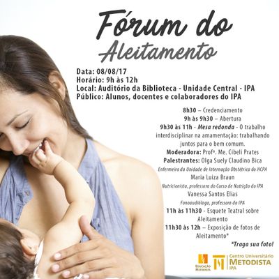IPA promoverá Fórum do Aleitamento IPA promoverá Fórum do Aleitamento