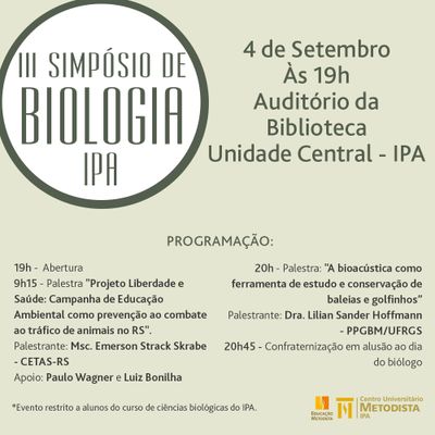 IPA promove III Simpósio de Biologia IPA promove III Simpósio de Biologia