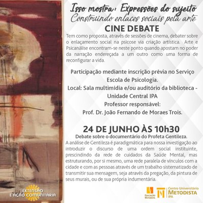 Projeto de Extensão do IPA promoverá Cine Debate Projeto de Extensão do IPA promoverá Cine Debate