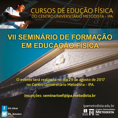 VII Seminário de Formação em Educação Física está com inscrições abertas para submissão de trabalhos VII Seminário de Formação em Educação Física está com inscrições abertas para submissão de trabalhos