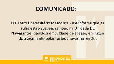 Comunicado - Unidade DC Navegantes Comunicado - Unidade DC Navegantes