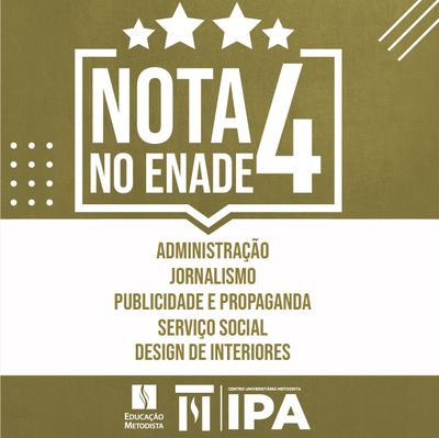 Enade 2018: cursos do IPA conquistam conceito 4 Enade 2018: cursos do IPA conquistam conceito 4