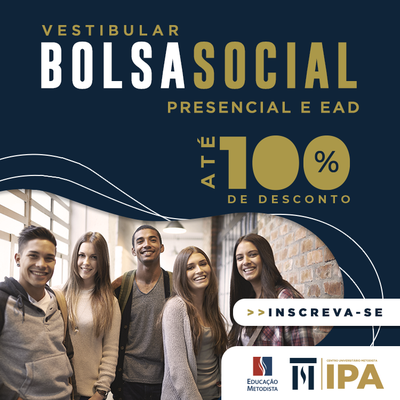 Inscrições abertas: processo seletivo da Bolsa Social IPA de até 100% em cursos presenciais e a distância Inscrições abertas: processo seletivo da Bolsa Social IPA de até 100% em cursos presenciais e a distância