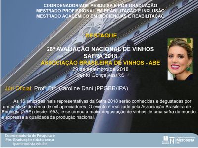 Caroline Dani participa como degustadora da Avaliação Nacional de Vinhos Caroline Dani participa como degustadora da Avaliação Nacional de Vinhos